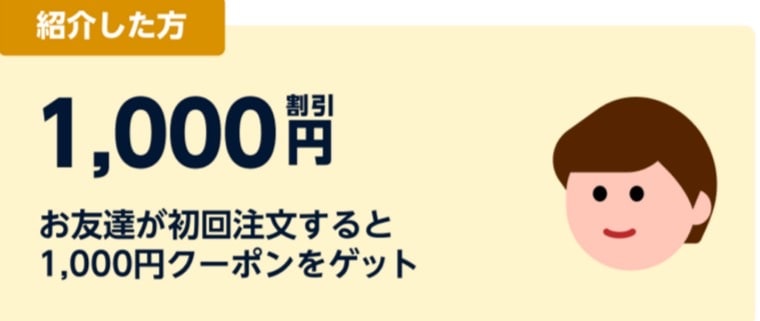 友達紹介1,000円引きクーポン（紹介した側）