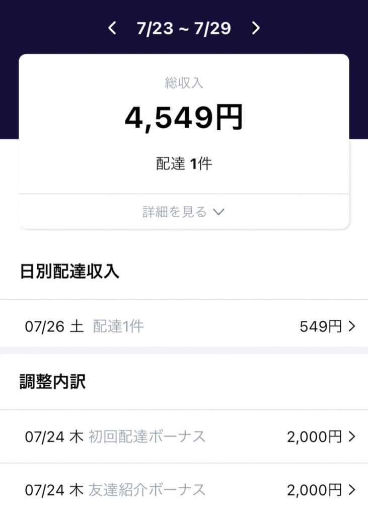 ロケットナウ報酬画面